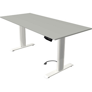 Kerkmann Move 1 advance elektrisch höhenverstellbarer Schreibtisch lichtgrau rechteckig, T-Fuß-Gestell weiß 180,0 x 80,0 cm