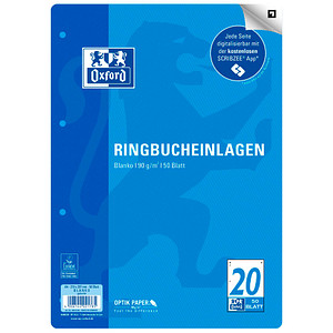 Oxford Ringbucheinlagen, DIN A4, blanko, 50 Blatt