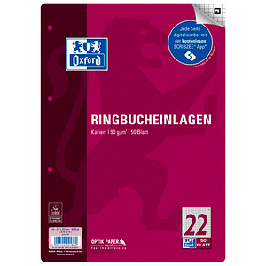 Oxford Ringbucheinlagen, DIN A4, kariert, 50 Blatt