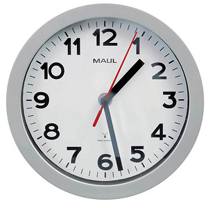 MAUL Wanduhr/Funkuhr MAULstep, Durchmesser: 200 mm, silber