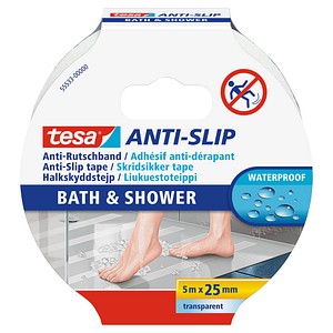 tesa Anti-Rutschband Bad & Dusche, 25 mm x 5 m, transparent