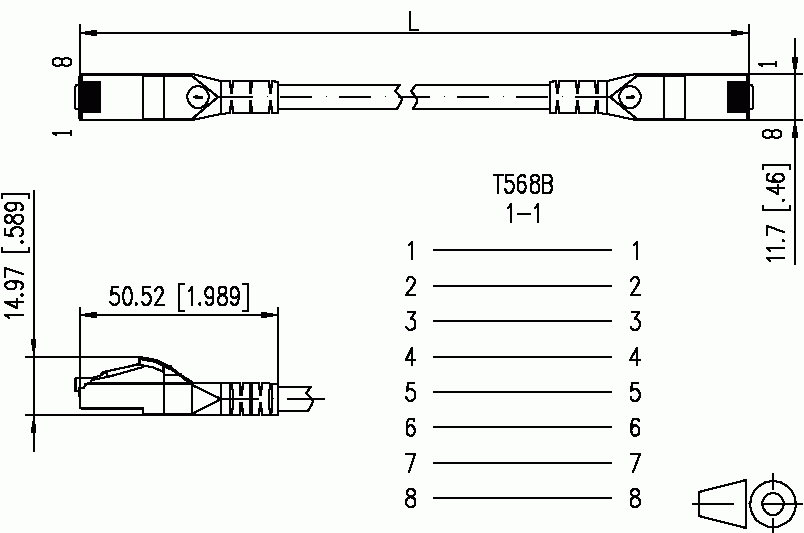 BTR TP-Patchkabel ISO/IEC Cat.6 AWG26 2x RJ45 5,0m gelb