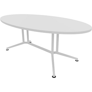Quadrifoglio Konferenztisch X2 weiß oval, V-Gestell weiß, 200,0 x 110,0 x 74,0 cm