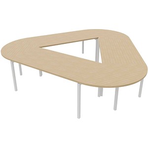 Quadrifoglio Konferenztisch Idea+ eiche Trapezform, Vierkantrohr weiß, 320,0 x 298,0 x 74,0 cm