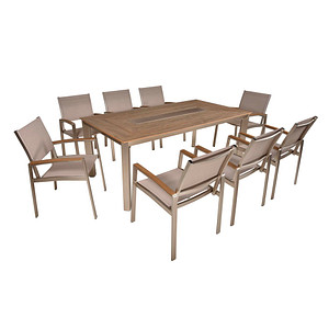 Garden Pleasure Sitzgruppe Florence, silber Kunststoff, Metall, 9-teilig