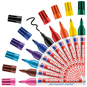 EDDING 3000 - Schwarz - Blau - Braun - Grün - Pink - Rot - Violett - Gelb - Meh