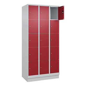 CP Schließfachschrank Classic PLUS lichtgrau, rubinrot 080020-305 S10001, 15 Schließfächer 90,0 x 50,0 x 195,0 cm
