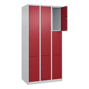 CP Schließfachschrank Classic Plus lichtgrau, rubinrot 080000-303 S10001, 6 Schließfächer 90,0 x 50,0 x 185,0 cm