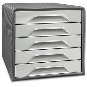 cep Schubladenbox Smoove  lichtgrau DIN A4 mit 5 Schubladen