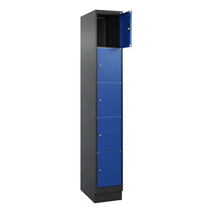 CP Schließfachschrank Classic PLUS enzianblau, schwarzgrau 080020-105 S10031, 5 Schließfächer 30,0 x 50,0 x 195,0 cm