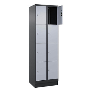 CP Schließfachschrank Classic PLUS schwarzgrau, weißaluminium 080020-204 S10040, 8 Schließfächer 60,0 x 50,0 x 185,0 cm