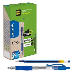 PILOT G2 Greenpack Gelschreiber-Set blau/transparent 0,4 mm, Schreibfarbe: blau