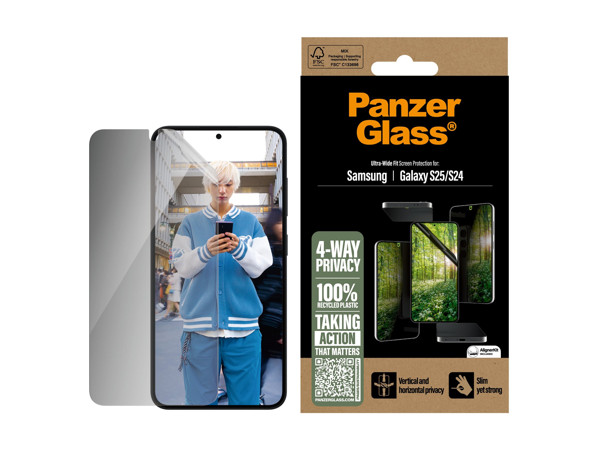 PanzerGlass™ 4-WAY PRIVACY Display-Schutzglas für Samsung Galaxy S25