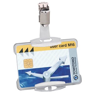 DURABLE Namensschild, mit Clip, 54 x 90 mm, transparent für Betriebs- und Siche