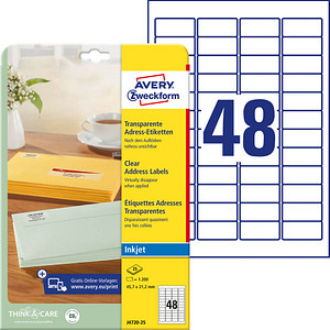 ZWECKFORM Avery Zweckform Transparent Etiketten 45.7 x 21.2,Inkjet