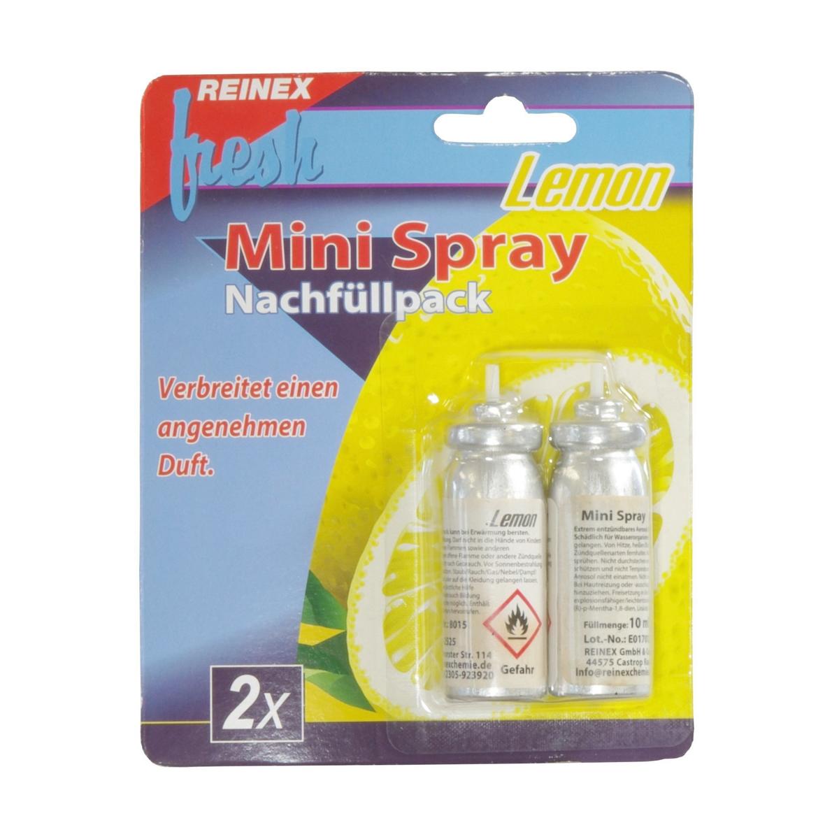 REINEX Lufterfrischer-Minispray 2 x 10 ml, Nachfüllpack | Lemon 2 Duftkartuschen