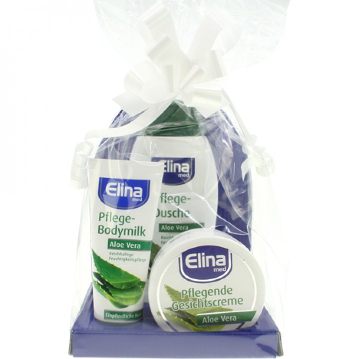 Elina Geschenk-Packung 3-teilig | Aloe Vera Dusch 250 ml + Body Milk 75 ml + Gesichtspflegecreme 75-ml-Dose Elina Geschenk-Packung 3-teilig | Aloe Vera Dusch 250 ml + Body Milk 75 ml + Gesichtspflegecreme 75-ml-Dose