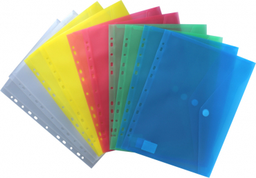 Dokumententaschen Sammelmappen Sichttaschen A4 quer transparent farblich sortiert - Dokumentenmappe zum Abheften mit Eurolochung, Abheftrand, Klappe und Klettverschluss - 10 Stück Dokumententaschen Sammelmappen Sichttaschen A4 quer transparent farblich sortiert - Dokumentenmappe zum Abheften mit Eurolochung, Abheftrand, Klappe und Klettverschluss - 10 Stück