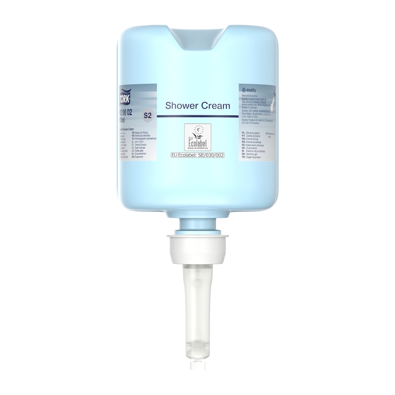 Seifenpatrone "Tork Mini Duschcreme", hellblau | 475 ml passend für Tork S2-Mini-Spender Artikel ||17300|| Seifenpatrone "Tork Mini Duschcreme", hellblau | 475 ml passend für Tork S2-Mini-Spender Artikel ||17300||