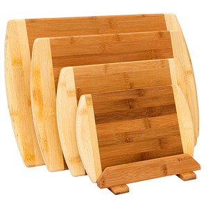 relaxdays Schneidebretter-Set braun 4-tlg.