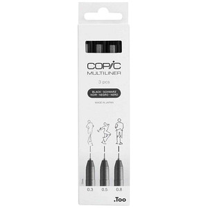 COPIC Fineliner MULTILINER, schwarz, 3er Set