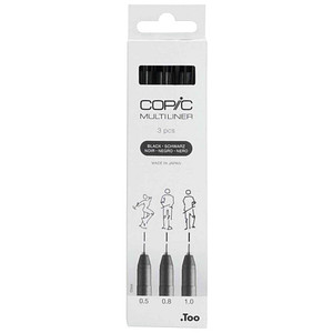 COPIC Fineliner MULTILINER, schwarz, 3er Set