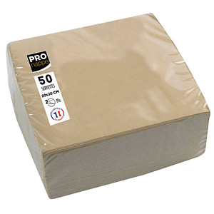 PROnappe Servietten beigebraun 2-lagig 20,0 x 20,0 cm 50 St.