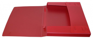 EXXO by HFP Dokumentenbox / Sammelbox / Aufbewahrungsbox A4 quer, aus PP, mit Tragegriff und Steckverschluss, Farbe: transparent rot - 1 Stück