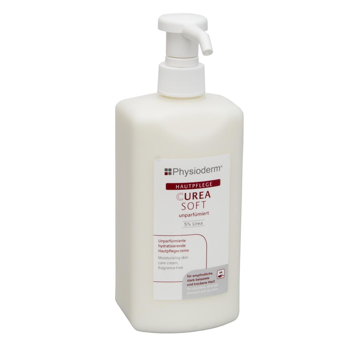 Physioderm® CUREA SOFT unparfümiert | 500 ml Pumpflasche Hautpflegecreme für stark belastete und trockene Haut, für nach der Arbeit