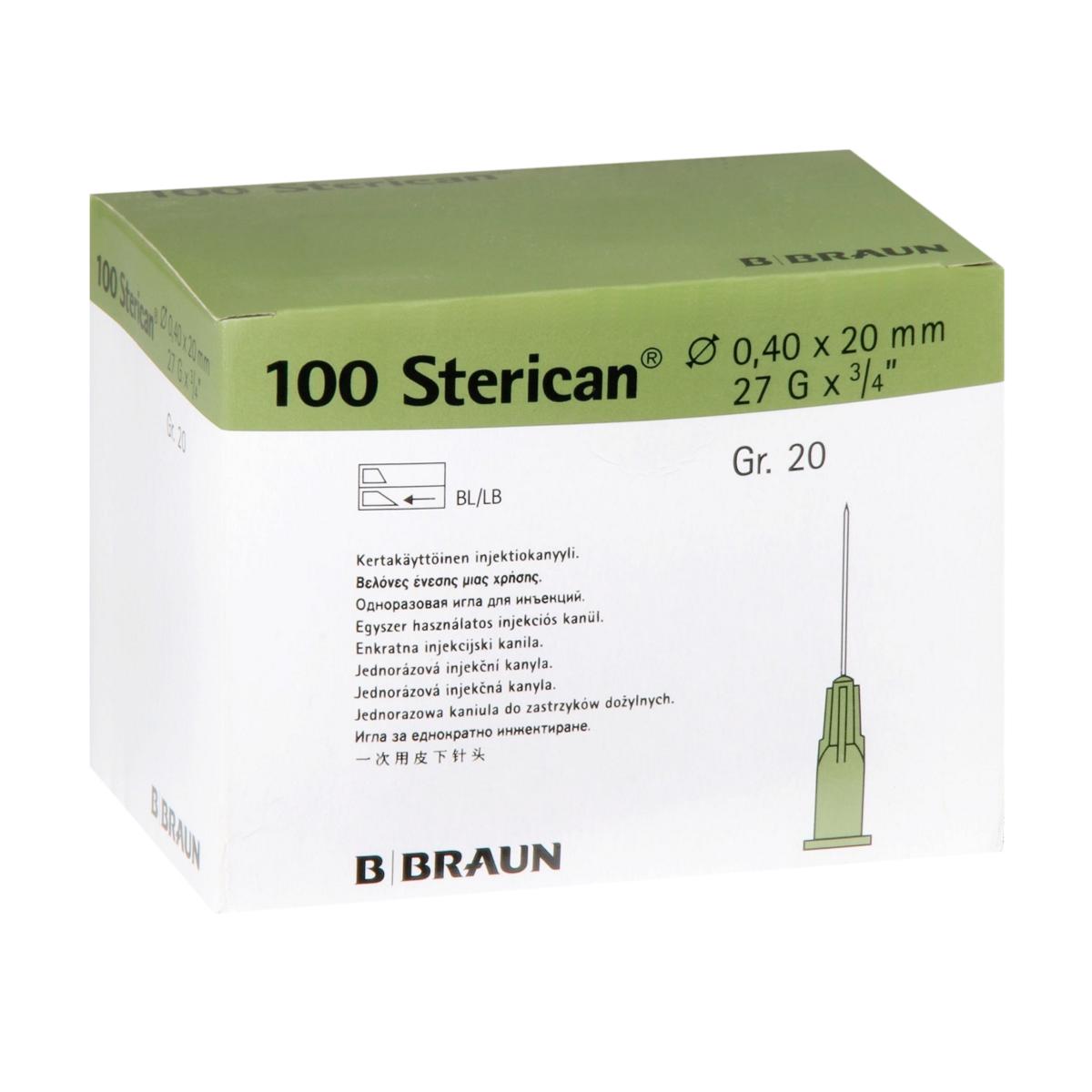 Braun Sterican Einmalkanülen Größe 20 | 100 Stück Ø 0,40 x 20 mm 