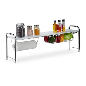 relaxdays Küchen-Organizer weiß, silber 94,0 x 23,0 x 32,0 cm