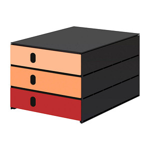 styro Schubladenbox styroval pro feelings, Poppy  orange, rot 14-8050.Po, DIN C4 mit 3 Schubladen