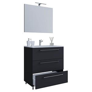 VCM my bath Badmöbel-Set Schubo 3-tlg. schwarz 60,0 x 46,0 x 86,0 cm