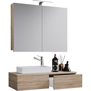VCM my bath Badmöbel-Set Gudas 3-tlg. sonoma-eiche 85,0 x 35,0 x 14,0 cm