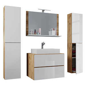 VCM my bath Badmöbel-Set Lendas XL 5-tlg. honig-eiche, weiß 147,0 x 46,0 x 150,0 cm
