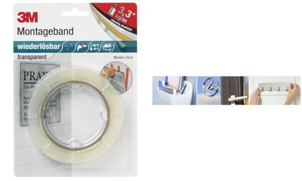 3M Doppelseitiges Klebeband 3M Transparent (L x B) 5 m x 19 mm Acryl Inhalt: 1 