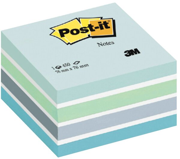 3M Post-it Post-it Würfel 2028B Pastell-Blau 450 Blatt (L x B) 76 mm x 76 mm