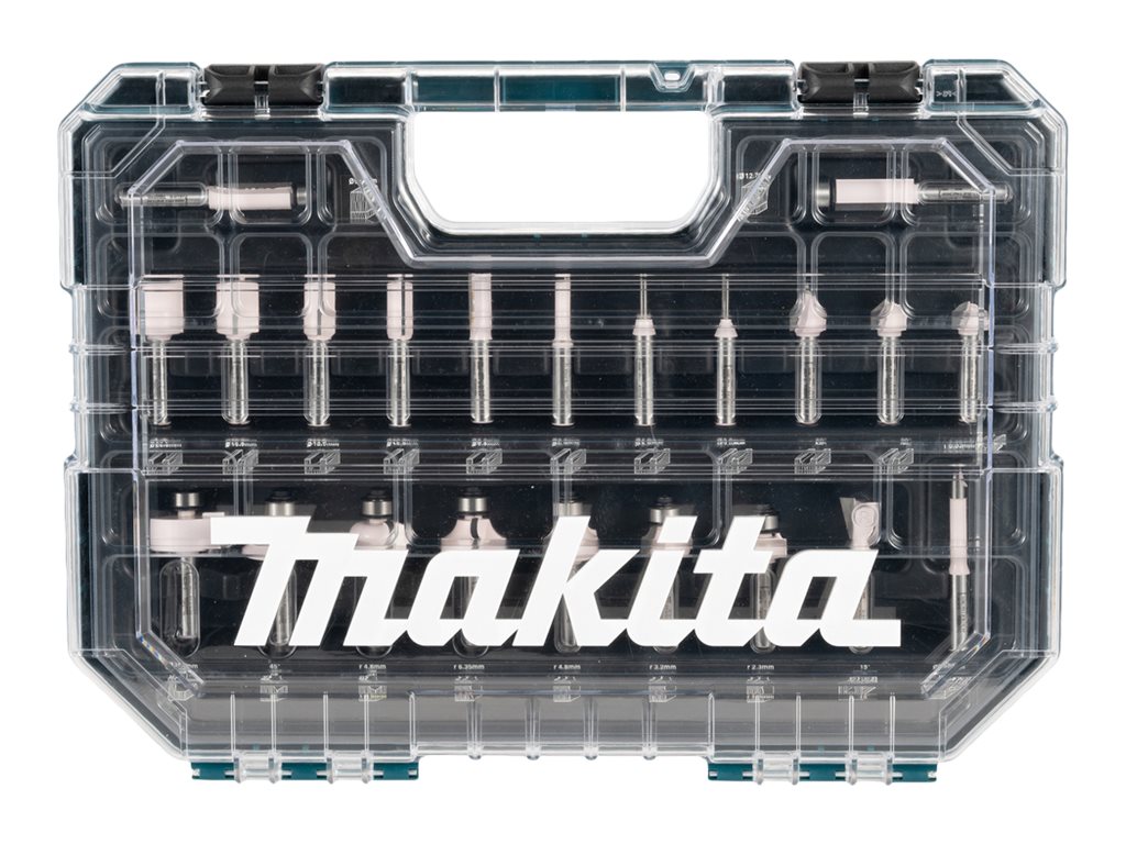 Makita - Fräs-Bitsatz - für Holz - V-Groove, Dovetail, Beading, Falz - 22 Stück