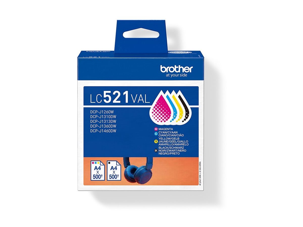 brother LC-521VAL  schwarz, cyan, magenta, gelb Druckerpatronen, 4er-Set