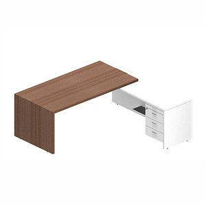 Quadrifoglio T45 Schreibtisch nussbaum, weiß L-Form Wangen-Gestell nussbaum 200,0 x 194,0 cm Quadrifoglio T45 Schreibtisch nussbaum, weiß L-Form Wangen-Gestell nussbaum 200,0 x 194,0 cm