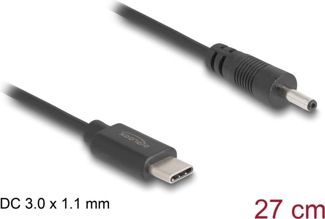 DELOCK USB Type-C Stromkabel zu DC 3,0 x 1,1 mm Stecker 27 cm