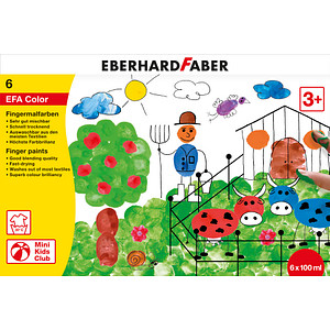 6 EBERHARD FABER EFA Color Fingerfarben farbsortiert 6x 100,0 ml