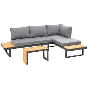 greemotion Loungegruppe Samara grau, anthrazit Holz, Metall, 8-teilig