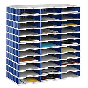 styro Sortierstation Styrodoc grau/blau mit 33 Fächer
