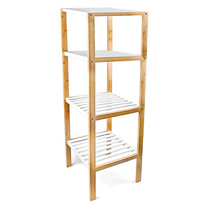 relaxdays Badregal braun/weiß 33,0 x 34,0 x 110,0 cm