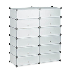 relaxdays Schuhschrank transparent 12 Fachböden 94,0 x 37,0 x 108,0 cm