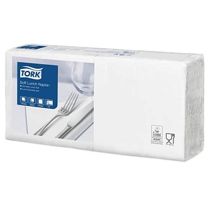 150 TORK Servietten Soft weiß 3-lagig 16,3 x16,5  cm