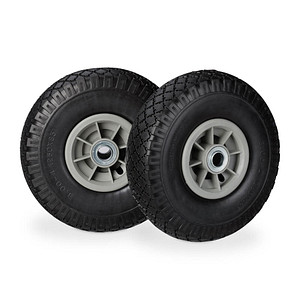 relaxdays Sackkarrenräder luftbereift schwarz, grau Vollgummi Felgen, Achse 2,0 cm