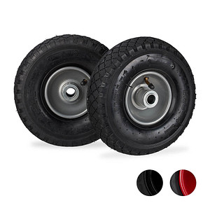 relaxdays Sackkarrenräder luftbereift schwarz, grau Stahl Felgen, Achse 2,0 cm