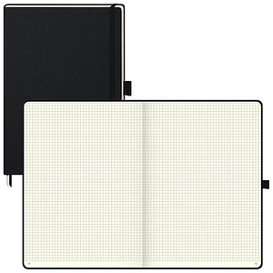 BRUNNEN Notizbuch KOMPAGNON DIN A4 kariert, schwarz Hardcover 192, davon 16 zum Heraustrennen Seiten
